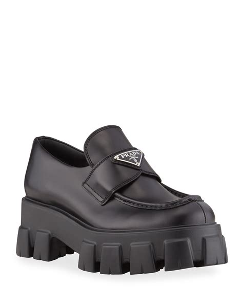 prada loafer|Prada platform loafers.